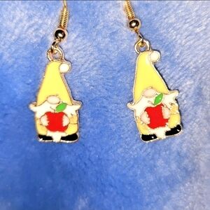 Yellow and Red Gnome Earrings for Kids